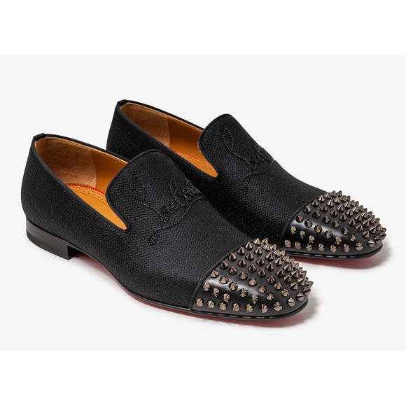 Christian Louboutin Navy Spooky Flat Black Spike Oxford Dress Loafer 42 9